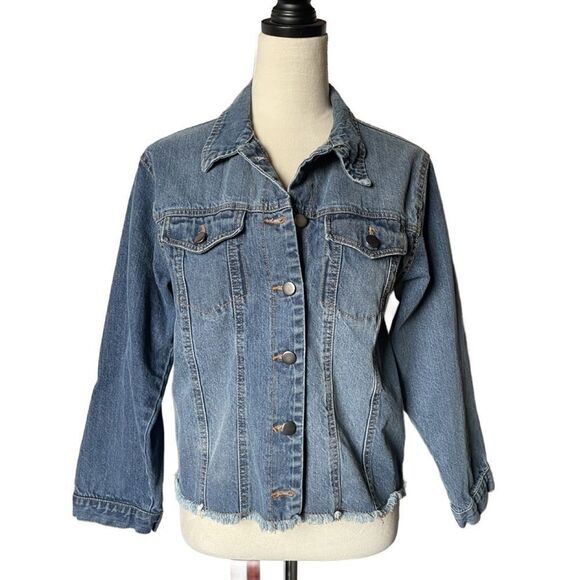 1 Sunset Lane Vintage Vibe 100% Cotton Button Down Denim Jacket (Size: Medium) - Picture 2 of 9